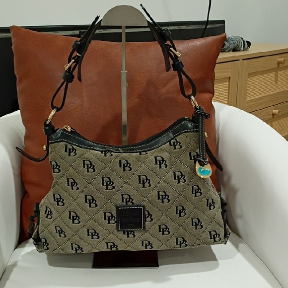 Dooney & Bourke Handbags - Dooney & Bourke Black and Tan Shoulder Bag